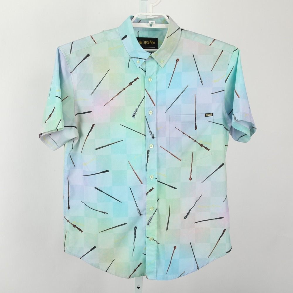 RSVLTS Harry Potter Wizard Wand Kunuflex Button Down Shirt Men's Medium - Picture 2 of 12